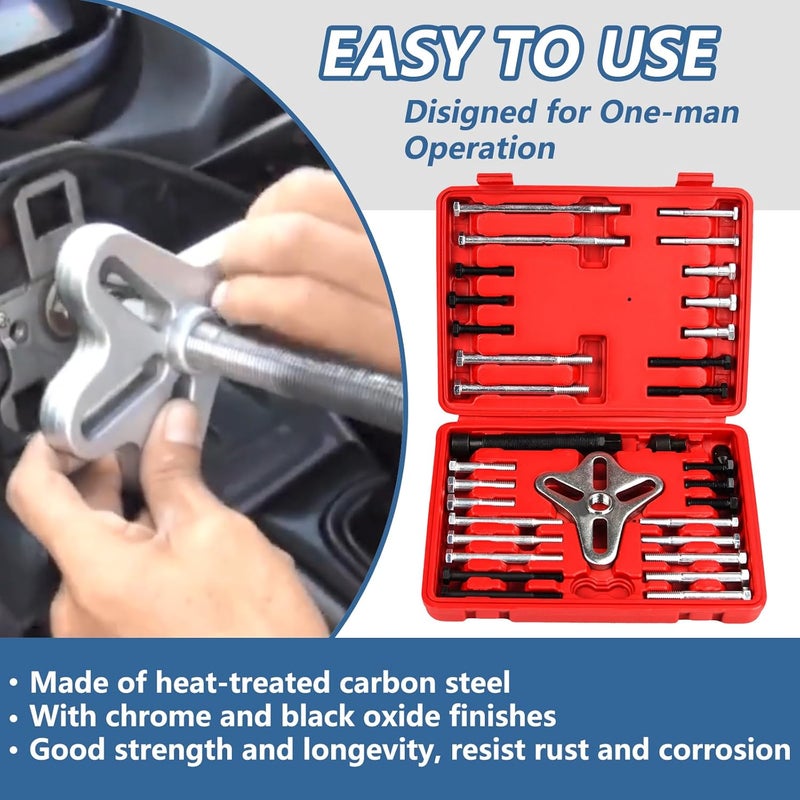 Bicos 46pcs Harmonic Balancer Puller Set Crankshaft Pulley Puller Steering Wheel Flywheel Power Steering Pulley Puller Installer Tool Set for Most Pickups, SUVs, Cars, - Image 4